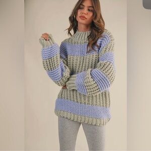 🆕💖Chunky Blue & Gray Knit Sweater